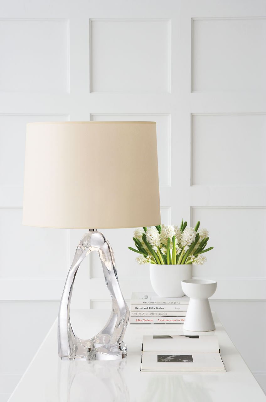 Cannes Table Lamp | Clear Glass | Linen Shade