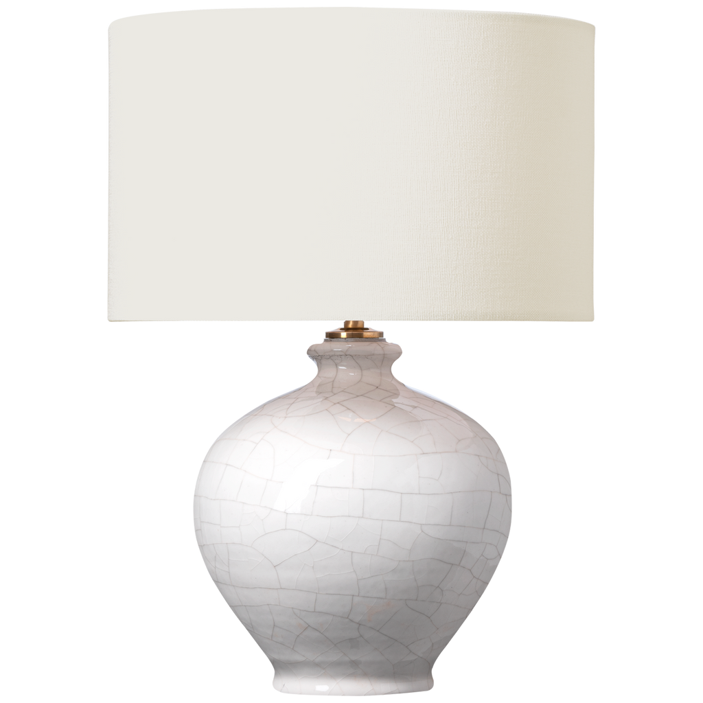 Gaios 13" Cordless Accent Lamp | Crackled Ivory | Linen Shade