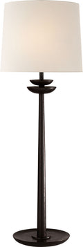 Beaumont Medium Buffet Lamp | Aged Iron | Linen Shade