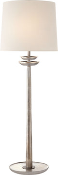 Beaumont Medium Buffet Lamp | Burnished Silver Leaf | Linen Shade