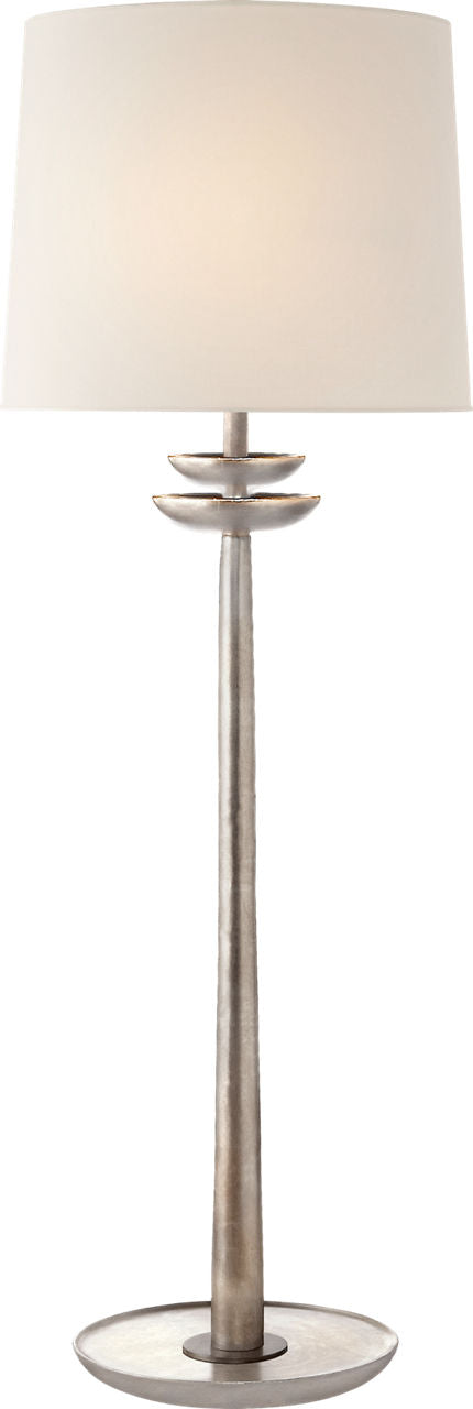 Beaumont Medium Buffet Lamp | Burnished Silver Leaf | Linen Shade