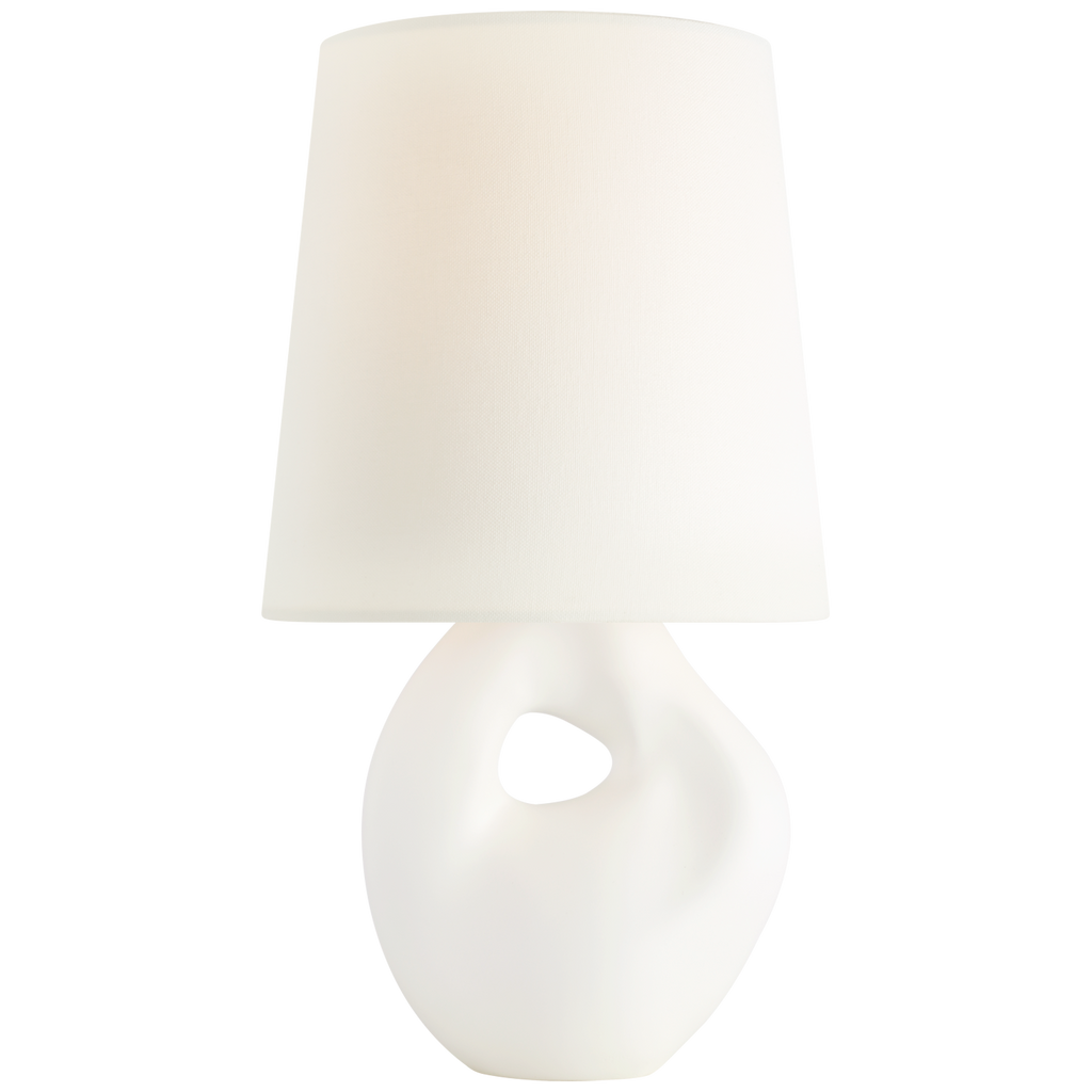 Adria 16" Cordless Table Lamp | Plaster White | Linen Shade