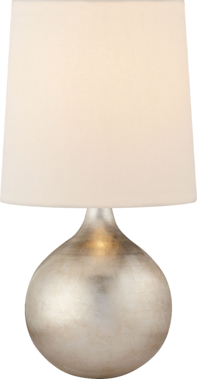 Warren Mini Table Lamp | Burnished Silver Leaf | Linen Shade