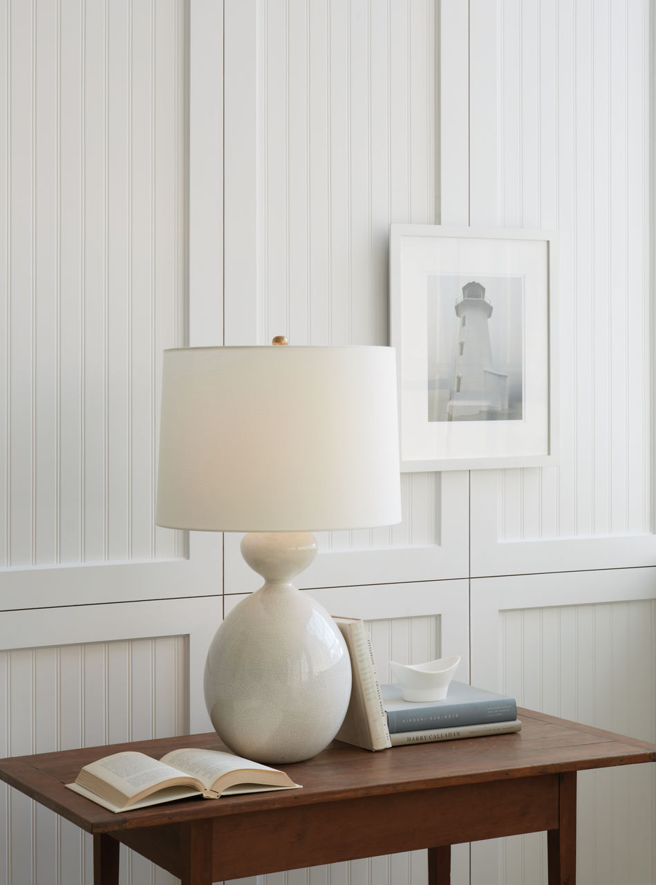 Gannet Table Lamp | Bone Craquelure | Linen Shade