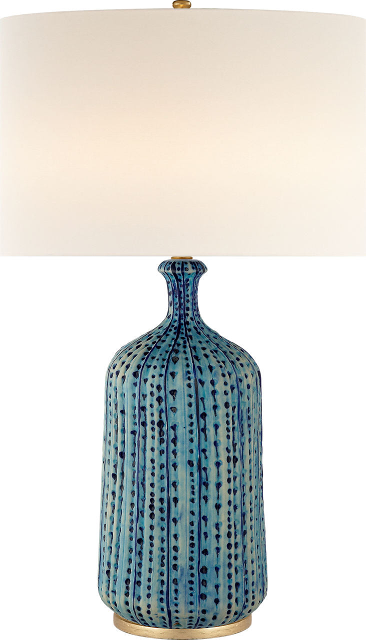 Culloden Table Lamp | Pebbled Aquamarine | Linen Shade