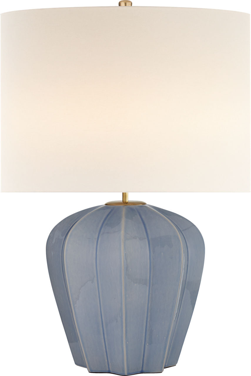 Pierrepont Medium Table Lamp | Polar Blue Crackle | Linen Shade
