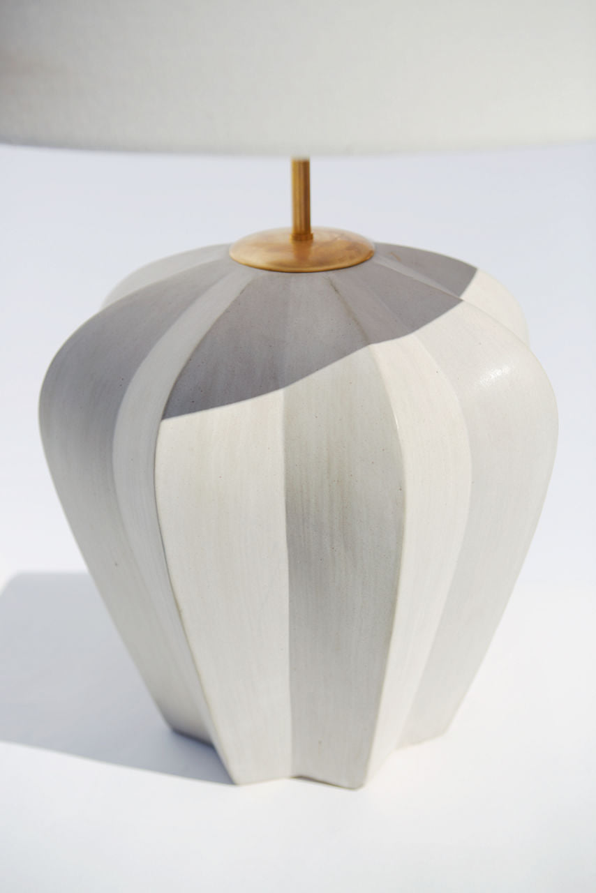 Pierrepont Medium Table Lamp | Stone White | Linen Shade