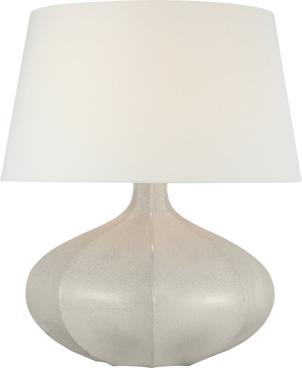 Rana Medium Wide Table Lamp | Bone Craquelure | Linen Shade