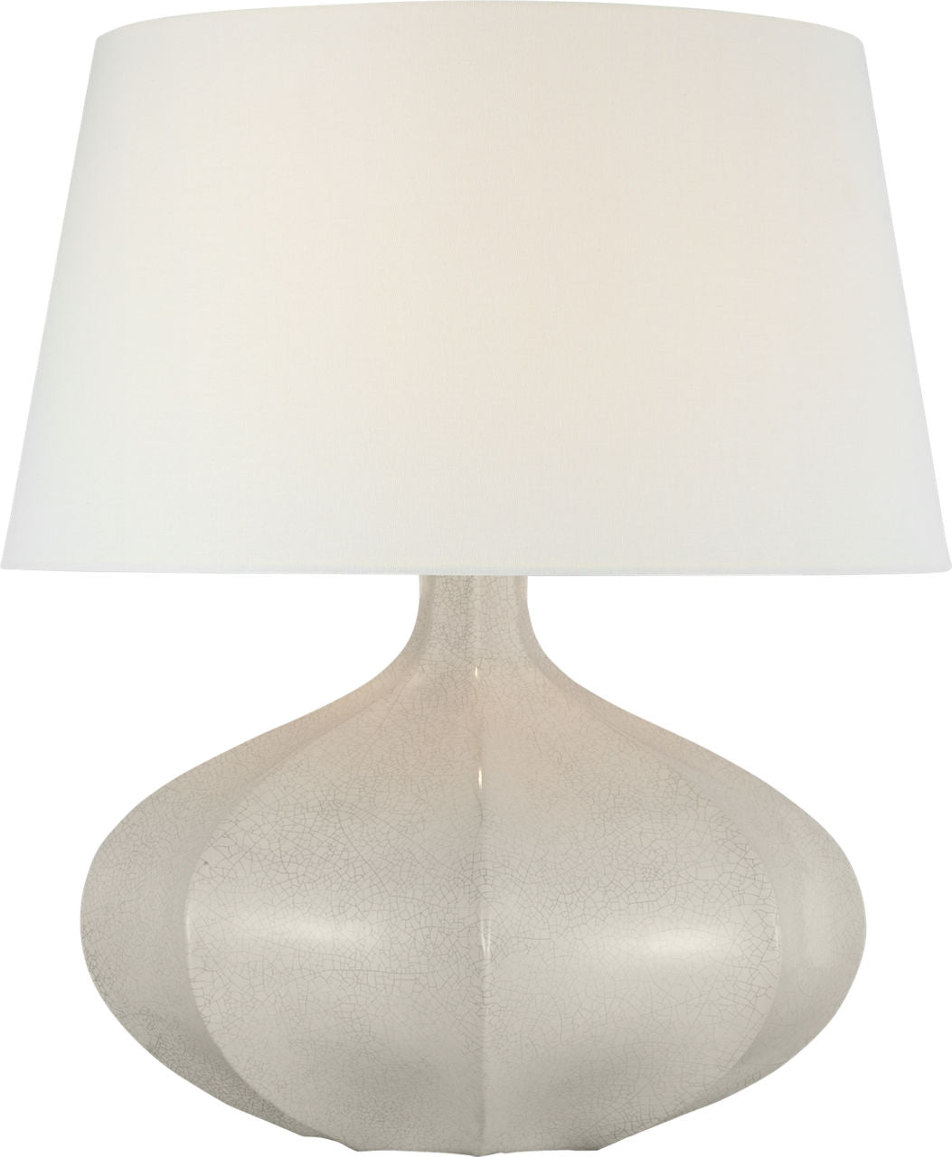 Rana Medium Wide Table Lamp | Bone Craquelure | Linen Shade