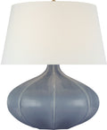 Rana Medium Wide Table Lamp | Polar Blue Crackle | Linen Shade