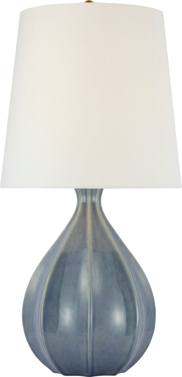 Rana Large Table Lamp | Polar Blue Crackle | Linen Shade