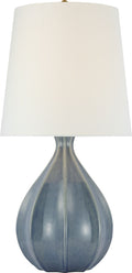 Rana Large Table Lamp | Polar Blue Crackle | Linen Shade