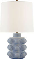 Vedra Medium Table Lamp | Polar Blue Crackle | Linen Shade