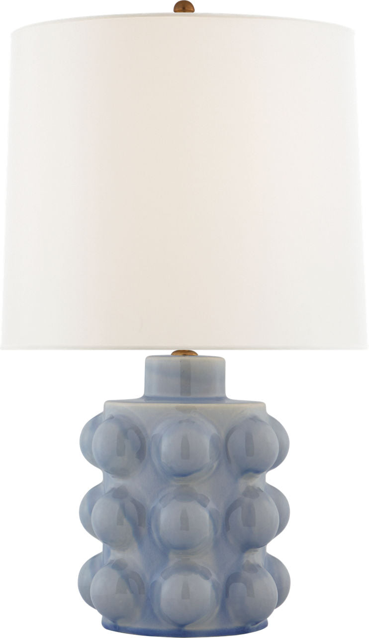 Vedra Medium Table Lamp | Polar Blue Crackle | Linen Shade