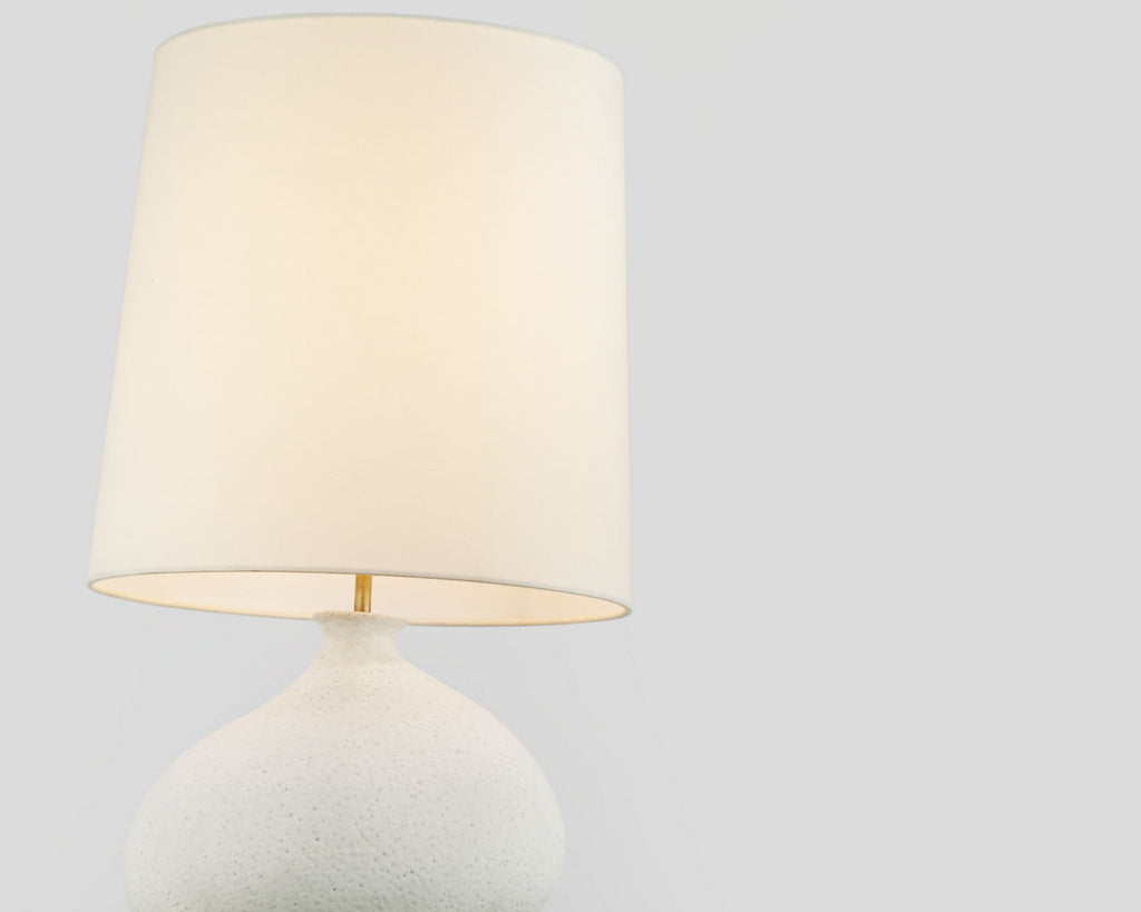 Celia Large Right Table Lamp | Marion White | Linen Shade