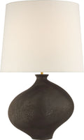 Celia Large Right Table Lamp | Stained Black Metallic | Linen Shade