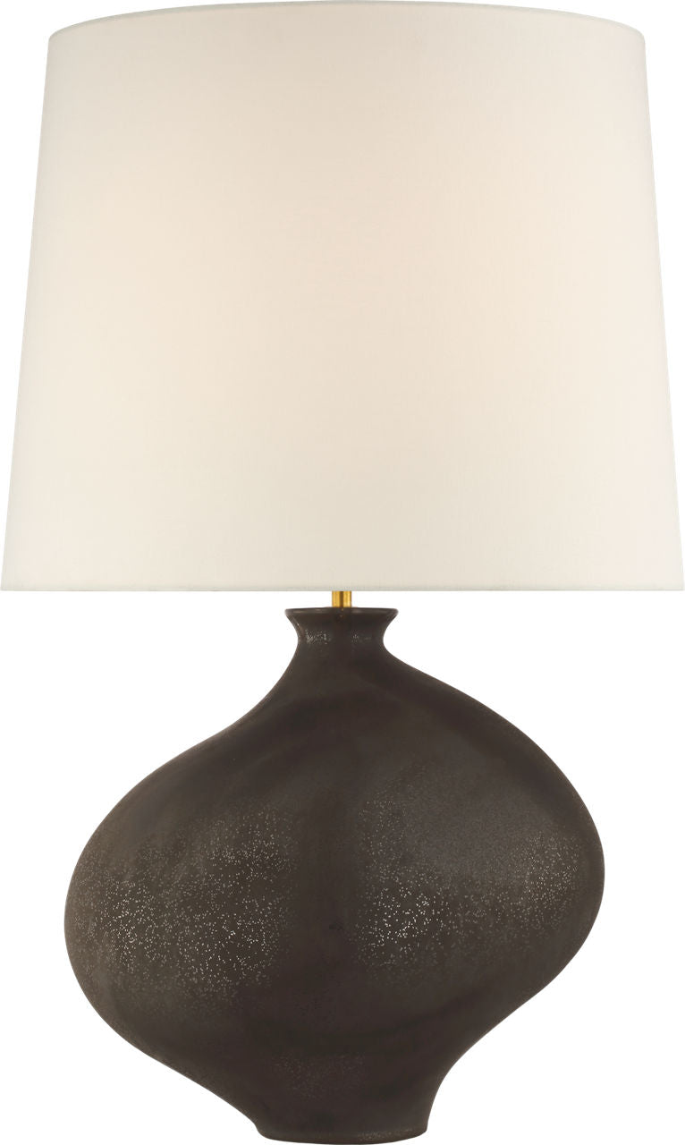 Celia Large Right Table Lamp | Stained Black Metallic | Linen Shade
