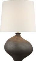 Celia Large Left Table Lamp | Stained Black Metallic | Linen Shade