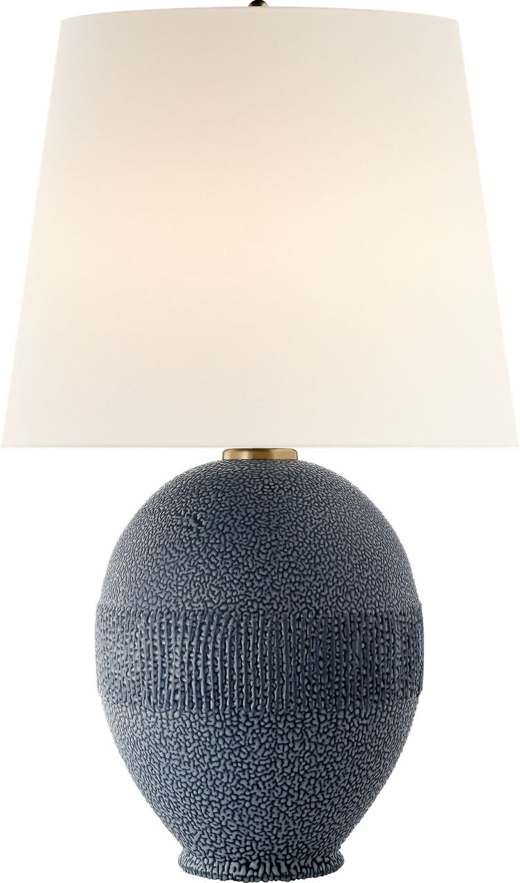 Toulon Table Lamp | Beaded Blue | Linen Shade