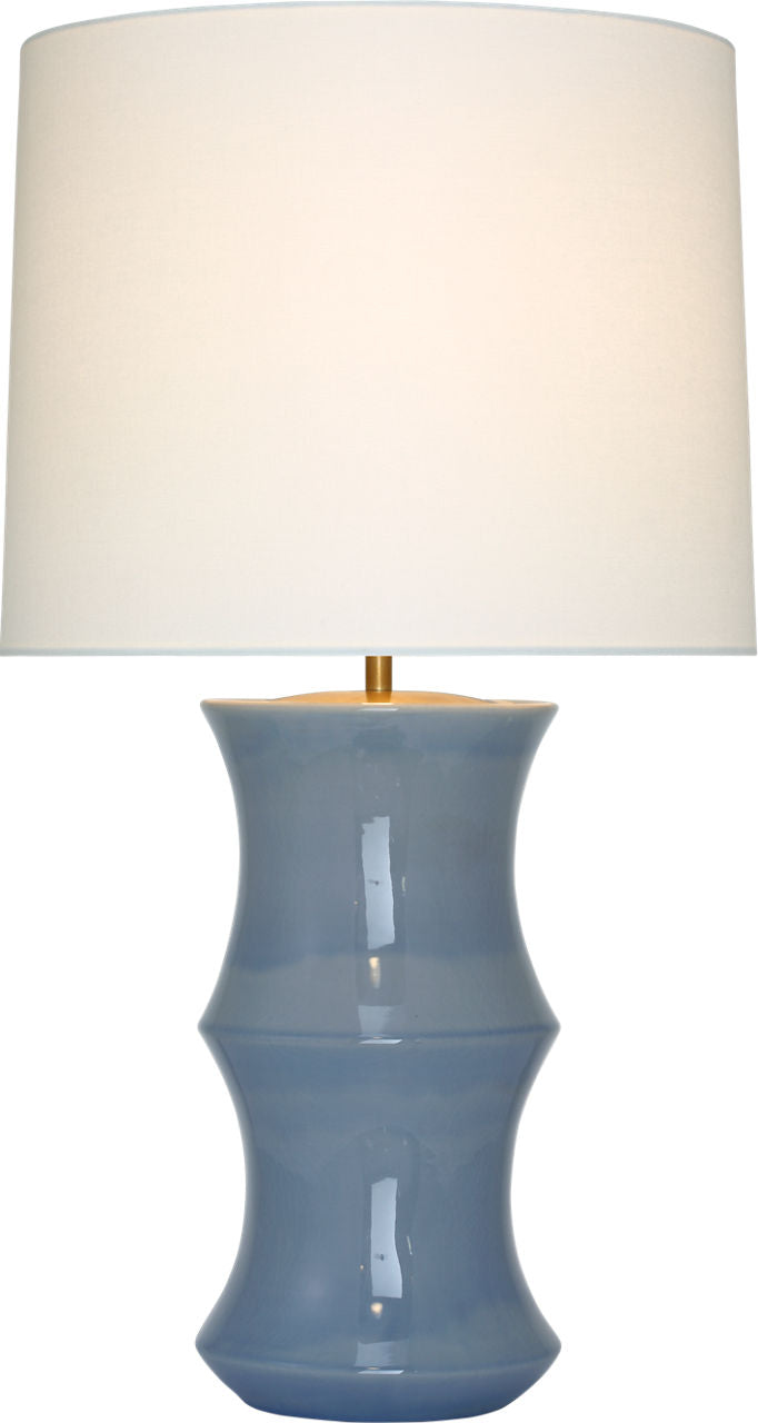 Marella Medium Table Lamp | Polar Blue Crackle | Linen Shade