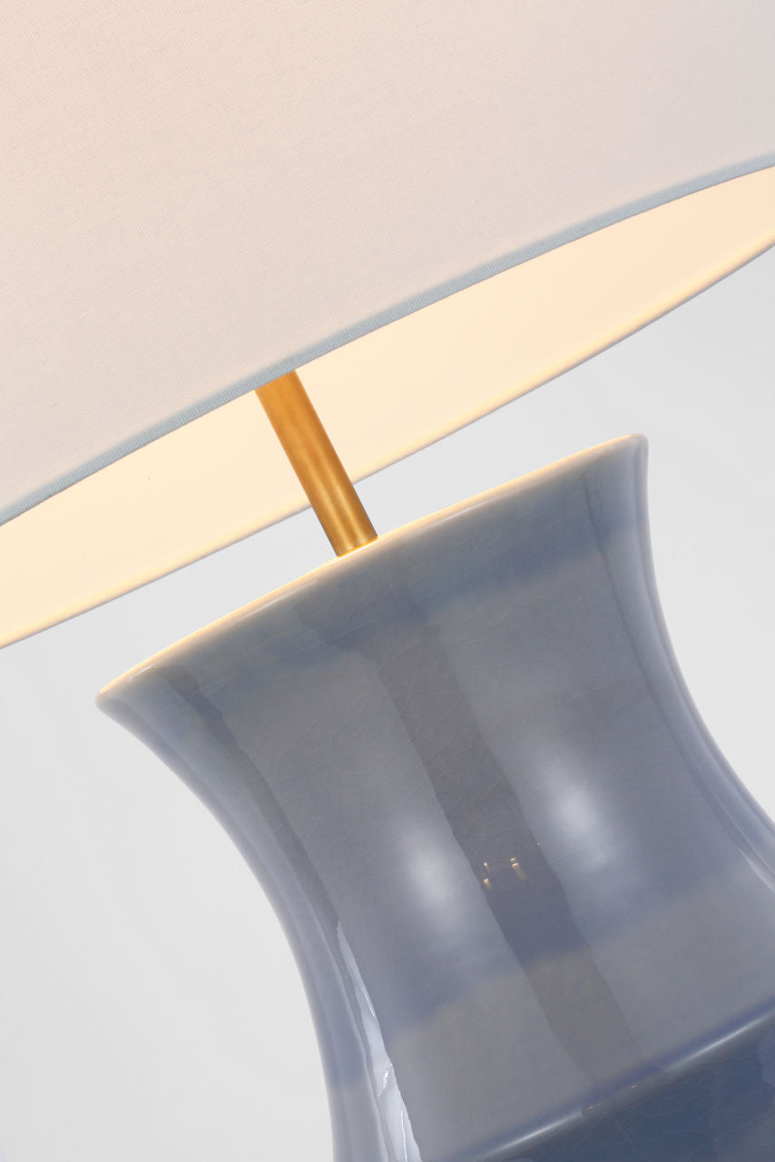 Marella Medium Table Lamp | Polar Blue Crackle | Linen Shade