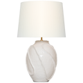 Idalia 28" Sculpted Table Lamp | Glossy White Crackle | Linen Shade