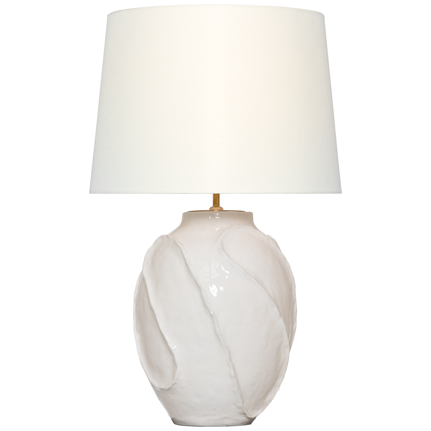 Idalia 28" Sculpted Table Lamp | Glossy White Crackle | Linen Shade