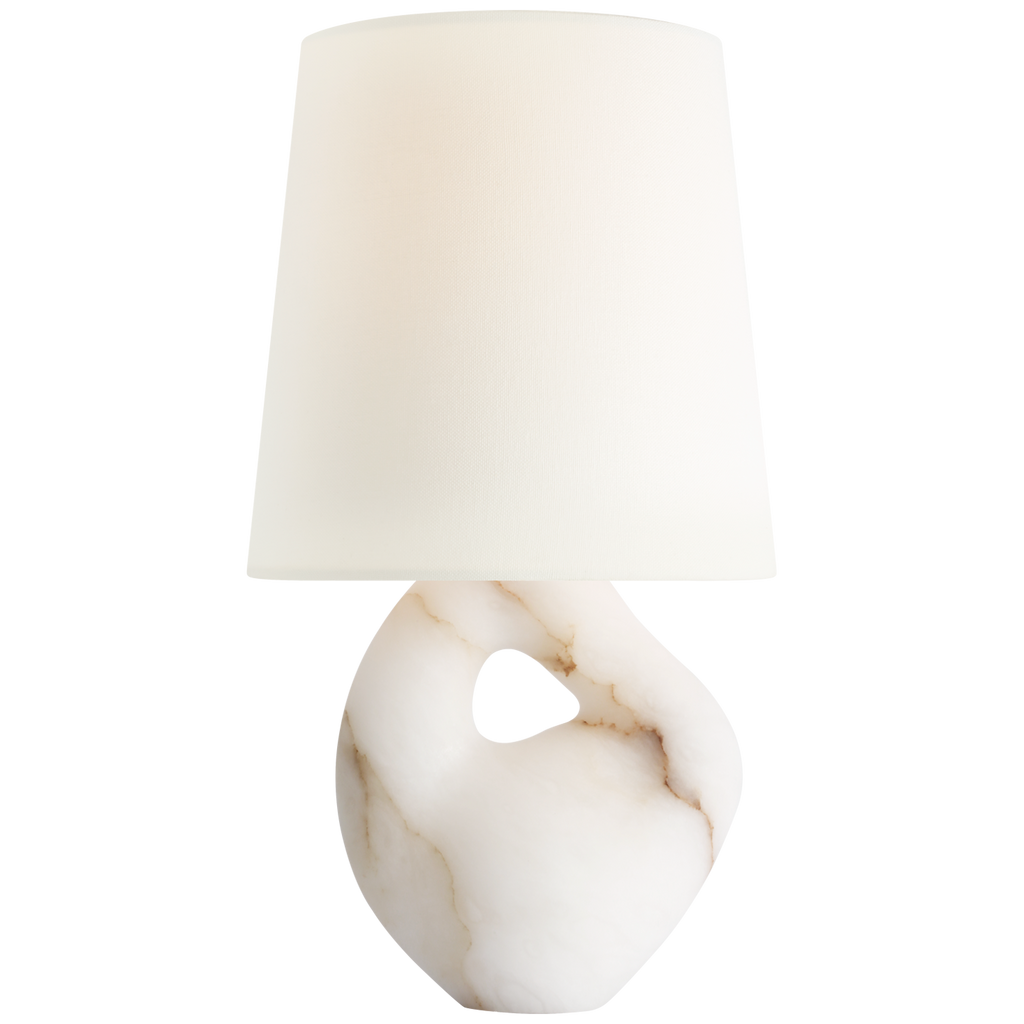 Adria 16" Table Lamp | Alabaster | Linen Shade