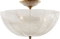 Rosehill Semi-Flush | Hand-Rubbed Antique Brass | White Strie Glass