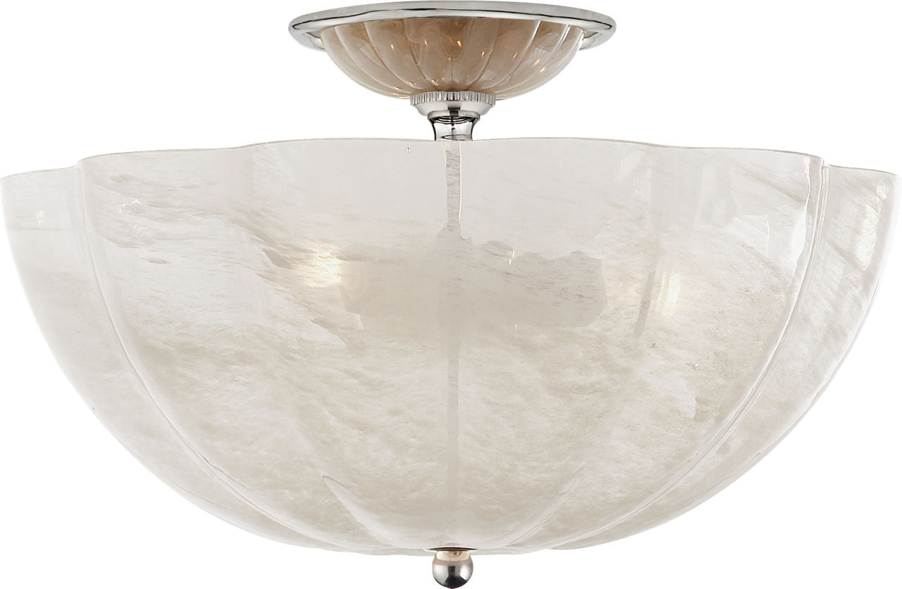 Rosehill Semi-Flush | Polished Nickel | White Strie Glass