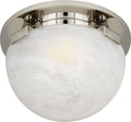 Serein 5.5" Solitaire Flush Mount | Polished Nickel | White Strie Glass