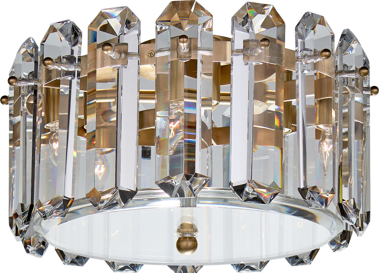 Bonnington Small Flush Mount | Hand-Rubbed Antique Brass | Crystal