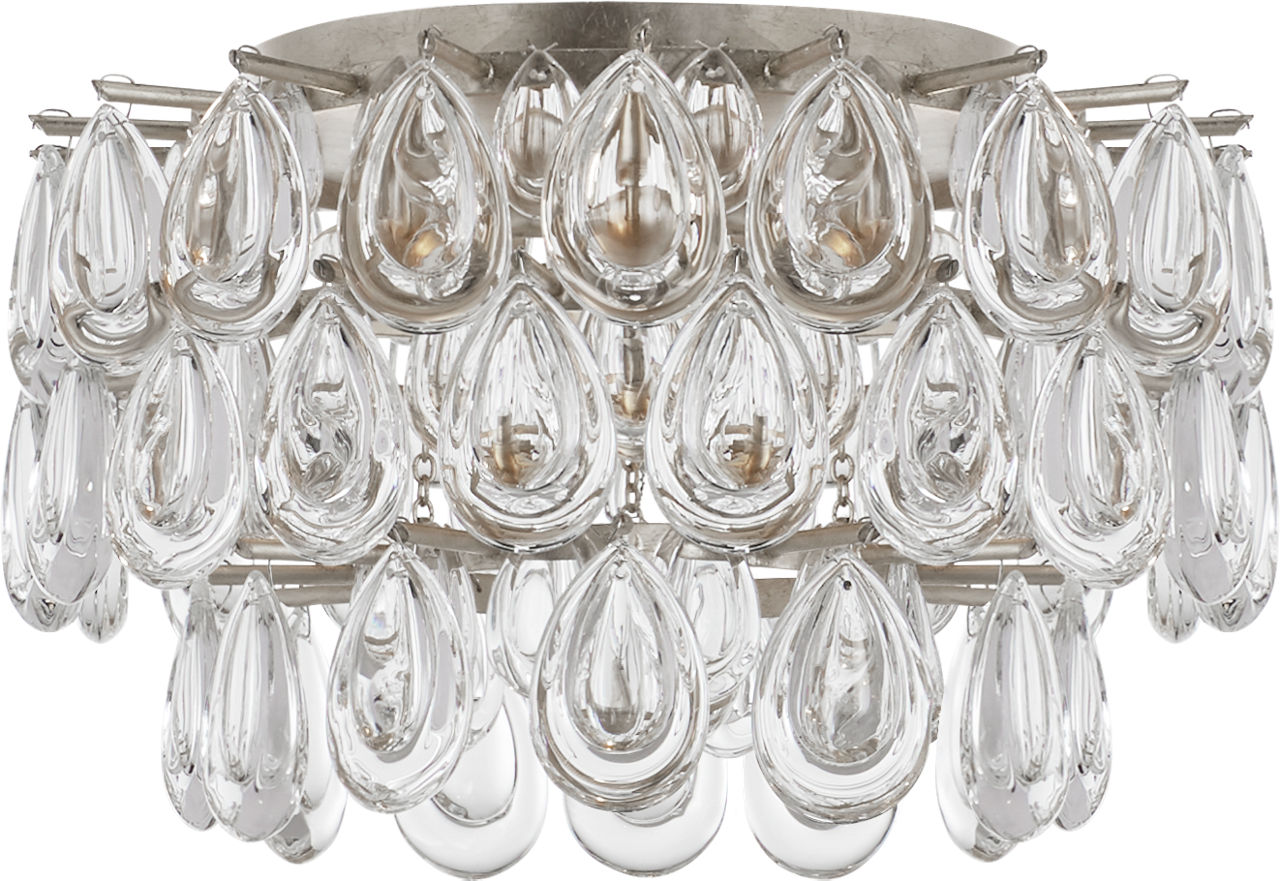 Liscia Small Flush Mount | Burnished Silver Leaf | Crystal