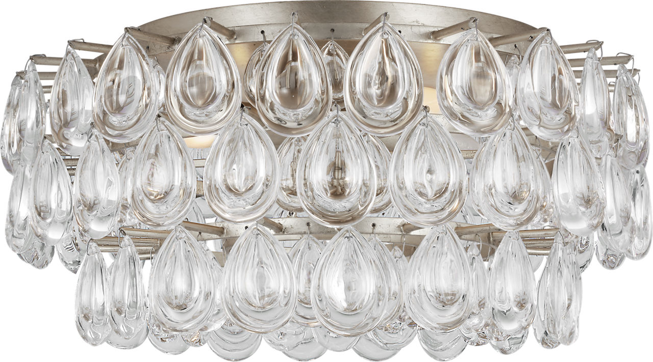 Liscia Medium Flush Mount | Burnished Silver Leaf | Crystal