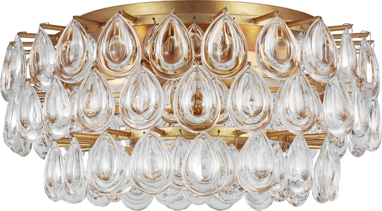 Liscia Medium Flush Mount | Gild | Crystal