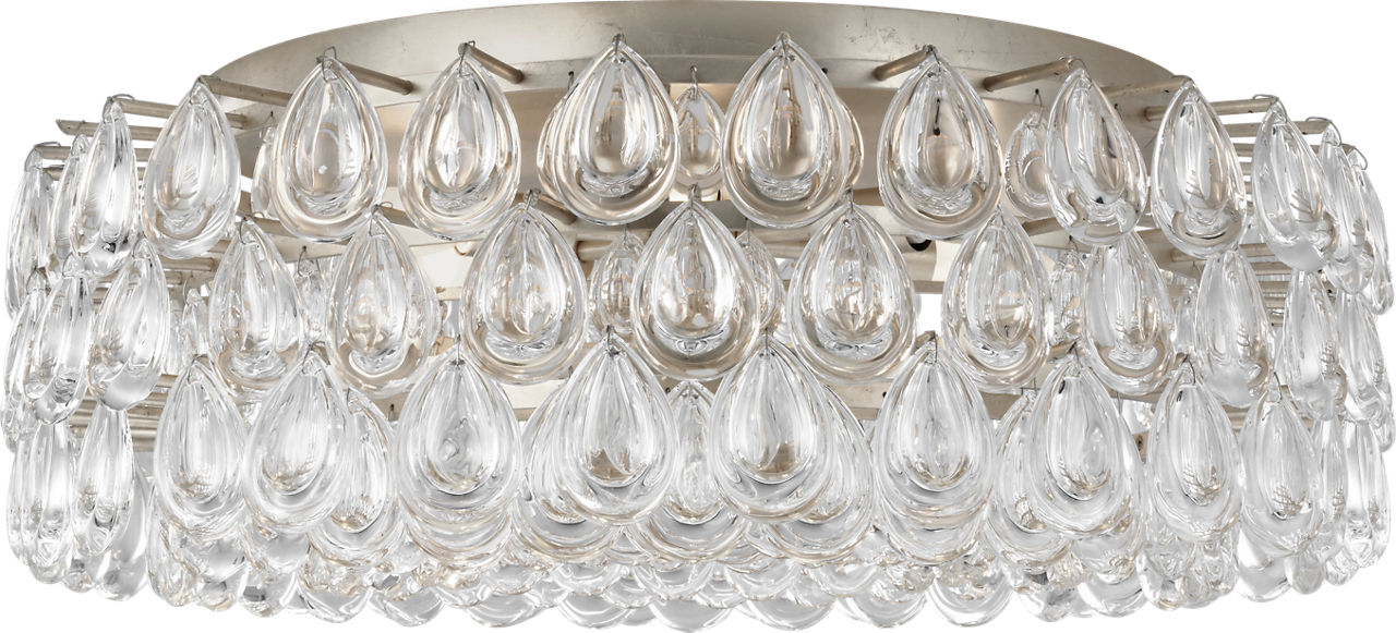 Liscia Large Flush Mount | Burnished Silver Leaf | Crystal