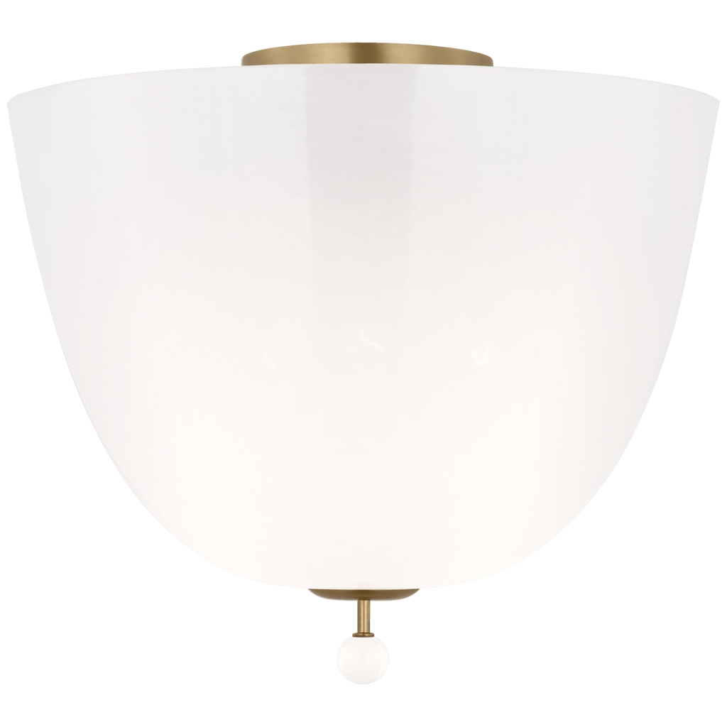 Brisa 14" Semi-Flush Mount | Hand-Rubbed Antique Brass | White Strie Glass