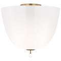 Brisa 14" Semi-Flush Mount | Hand-Rubbed Antique Brass | White Strie Glass