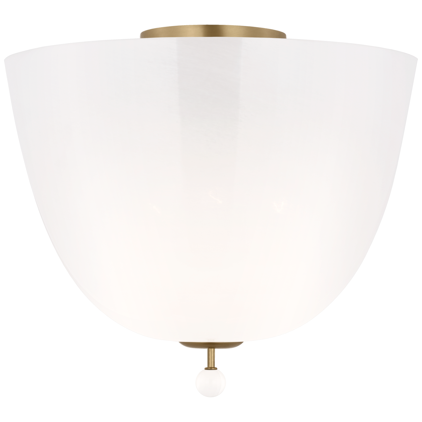Brisa 14" Semi-Flush Mount | Hand-Rubbed Antique Brass | White Strie Glass