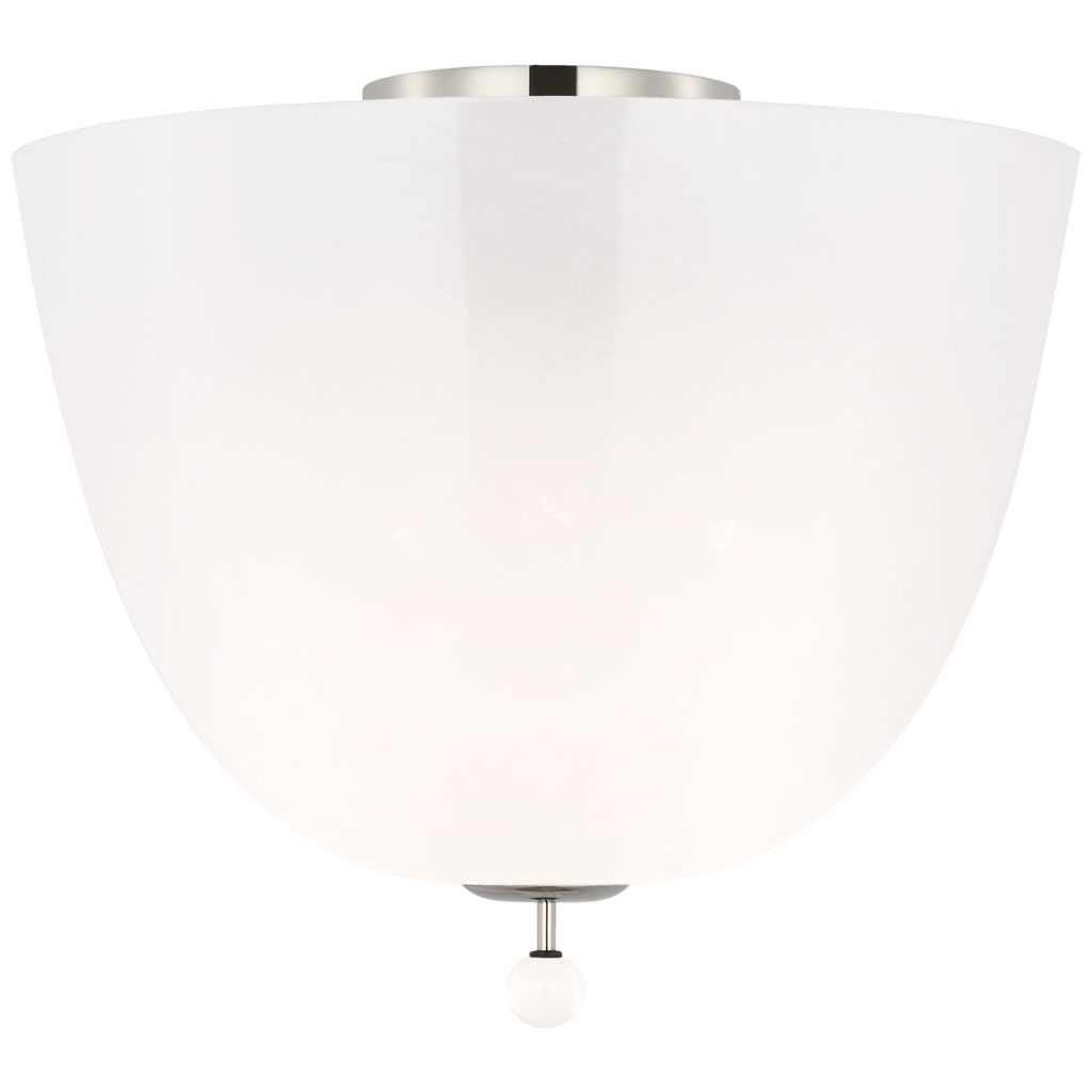 Brisa 14" Semi-Flush Mount | Polished Nickel | White Strie Glass