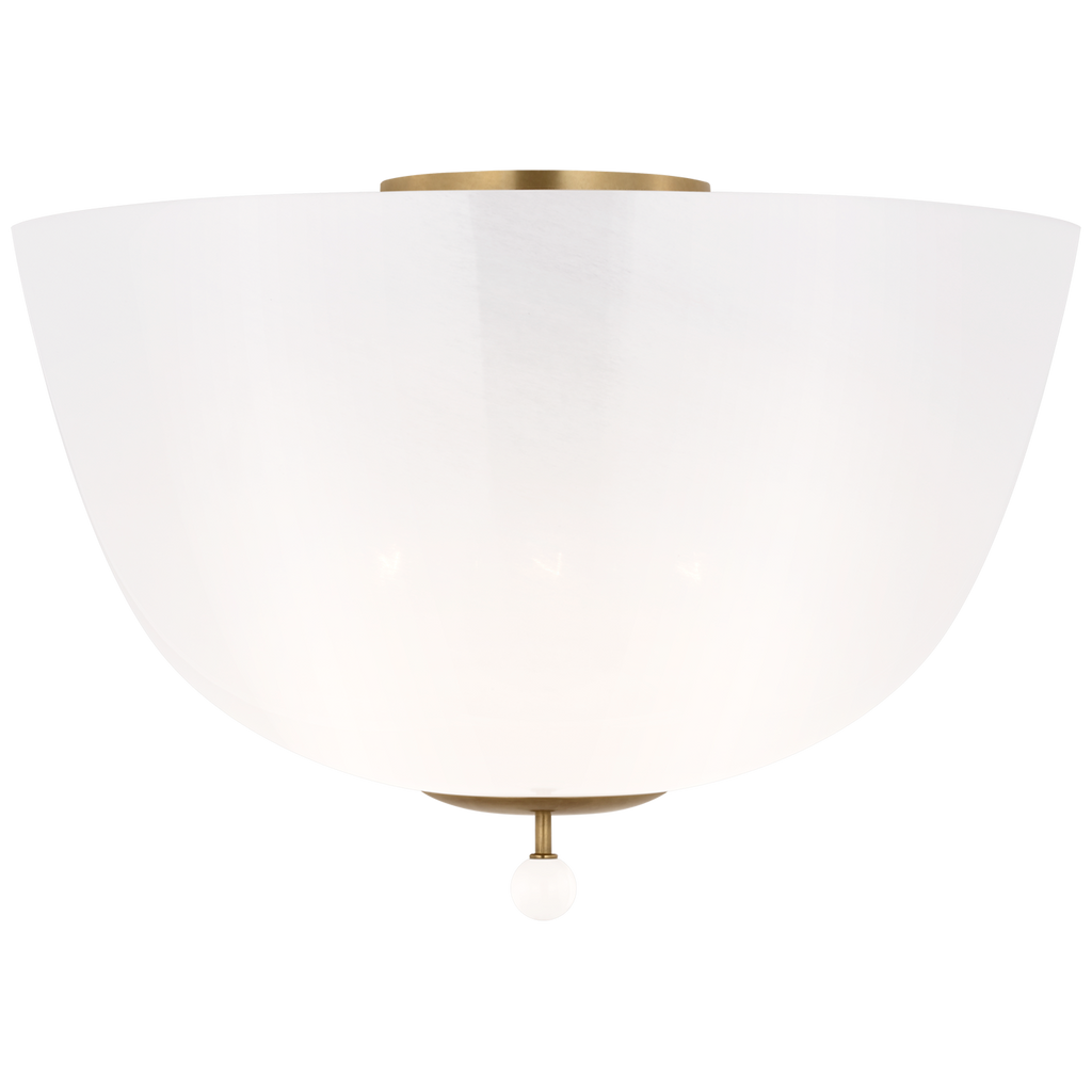 Brisa 16" Semi-Flush Mount | Hand-Rubbed Antique Brass | White Strie Glass