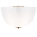 Brisa 16" Semi-Flush Mount | Hand-Rubbed Antique Brass | White Strie Glass