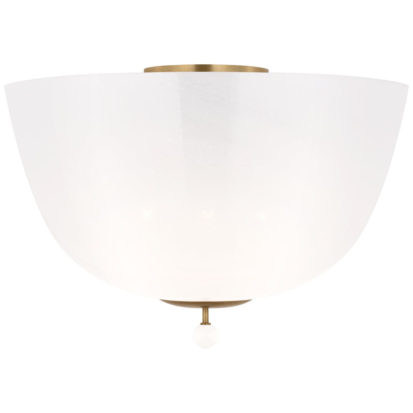 Brisa 16" Semi-Flush Mount | Hand-Rubbed Antique Brass | White Strie Glass