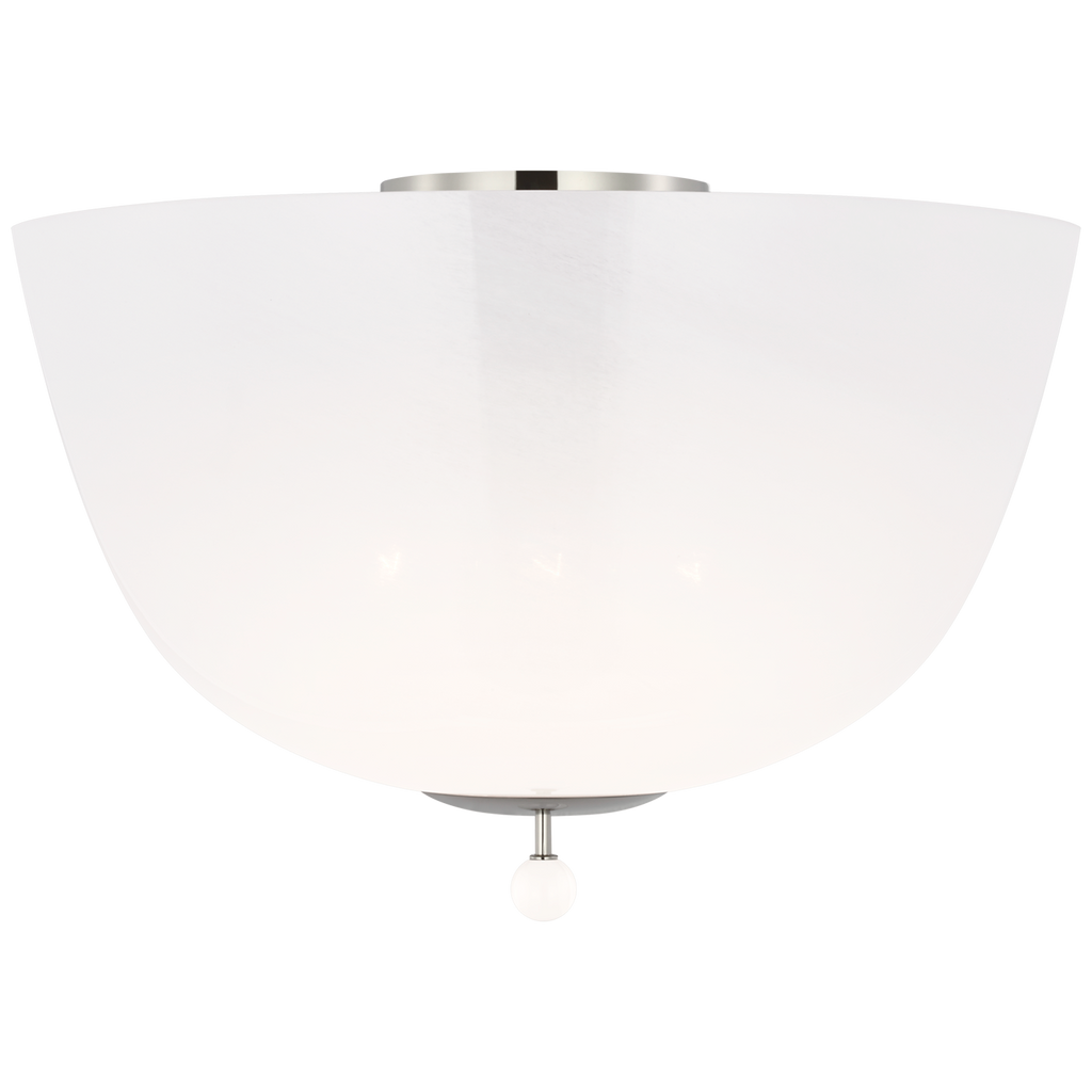 Brisa 16" Semi-Flush Mount | Polished Nickel | White Strie Glass