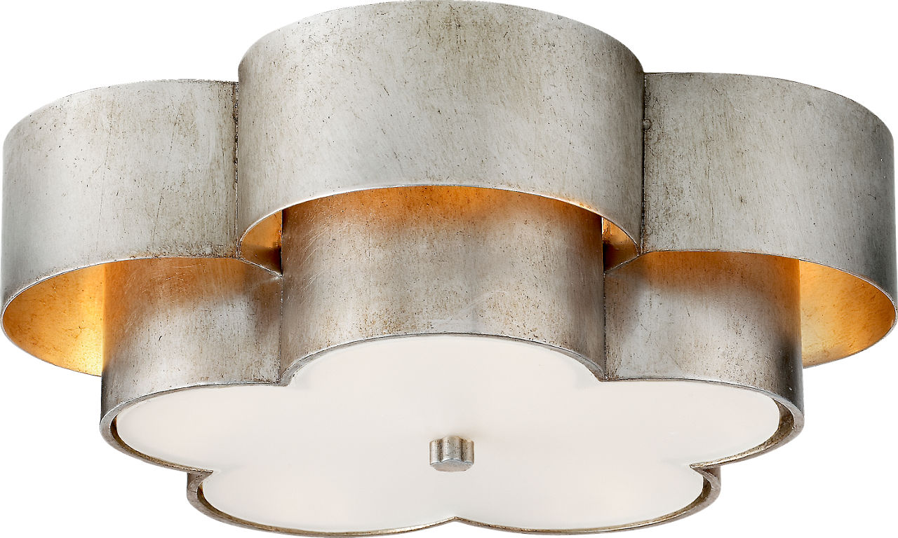 Arabelle Large Flush Mount | Burnished Silver Leaf | Frosted Acrylic