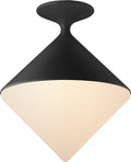 Sarnen Small Flush Mount | Matte Black | White Glass