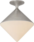 Sarnen Small Flush Mount | Burnished Silver Leaf | White Glass
