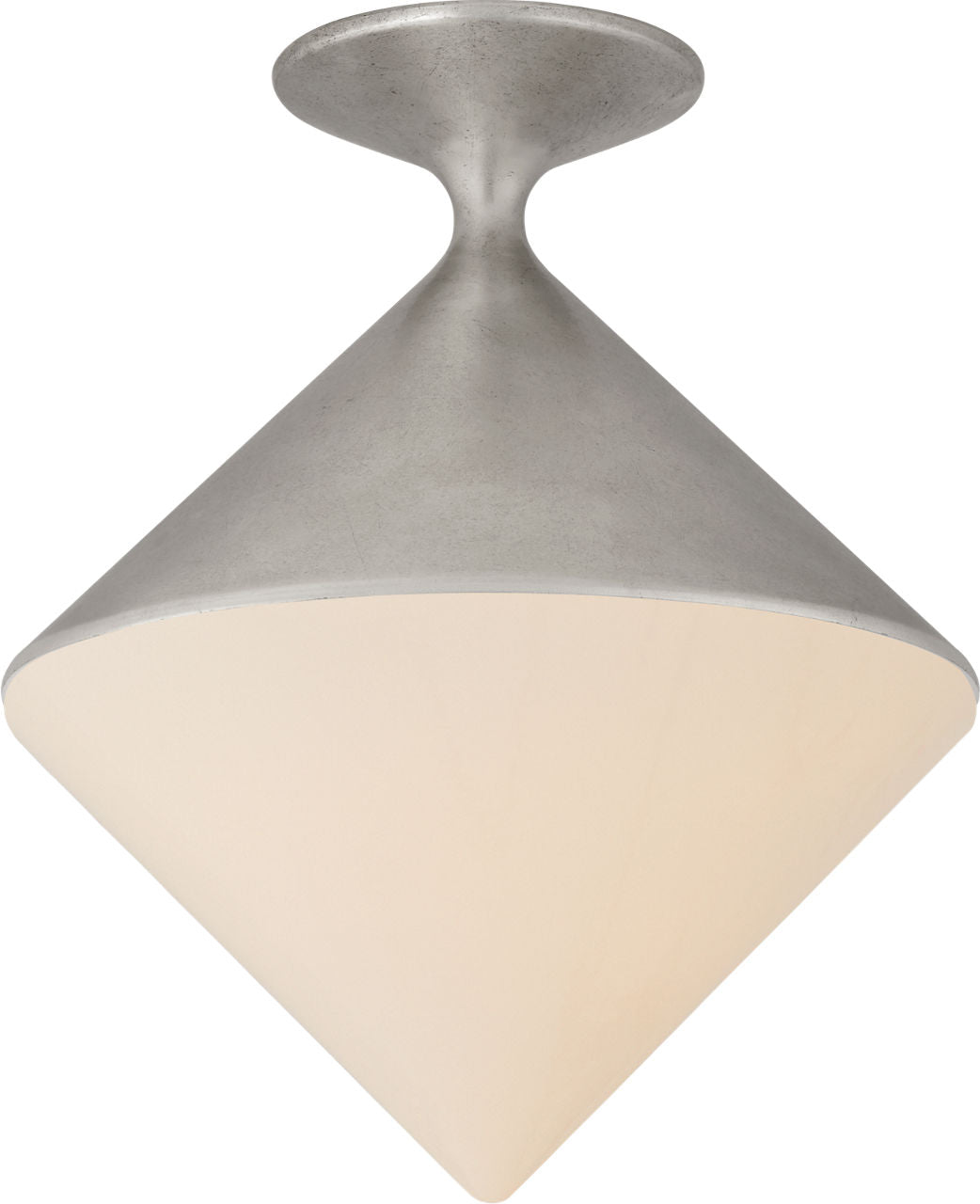 Sarnen Small Flush Mount | Burnished Silver Leaf | White Glass