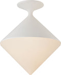 Sarnen Small Flush Mount | Matte White | White Glass