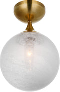 Cristol Small Single Flush Mount | Hand-Rubbed Antique Brass | White Glass